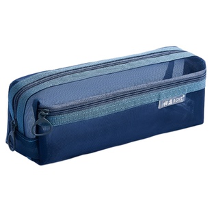 双层透明网纱笔袋考试专用大容量文具袋简约中考高考ins风2025新款流行高颜值女孩子男生初中生高中生铅笔盒