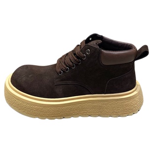 秋冬翻毛皮厚底马丁靴2026加绒保暖男士工装靴高帮百搭潮流休闲鞋