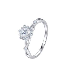 周大生初雪系列钻戒白18K金克拉效果钻石戒指生日礼物送女友