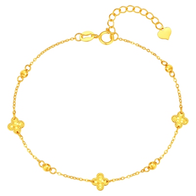 潮宏基至简黄18k金四叶草手链