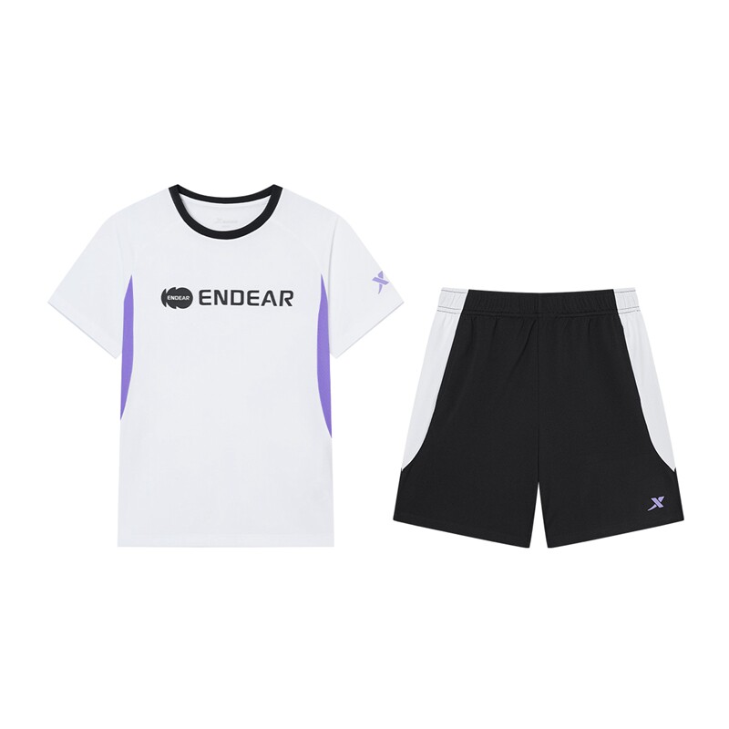 特步童装男童羽毛球服运动训练服夏季款儿童速干短袖短裤休闲套装