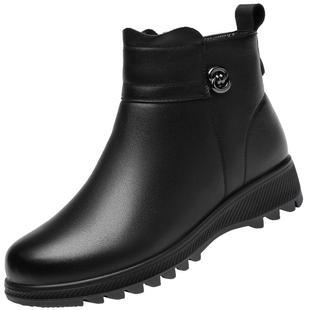 强人3515女士棉鞋冬季保暖棉靴羊毛靴子加绒加厚棉皮鞋高帮平底靴