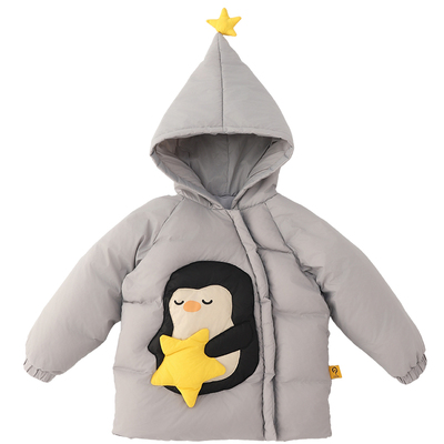 宝宝羽绒服连帽儿童羽绒上衣加厚