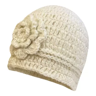 手工钩织套头帽女秋冬立体花朵帽