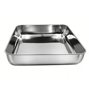 加厚加深提拉米苏盒子方形不锈钢铁盒容器皿做蛋糕盒托盘模具摆摊