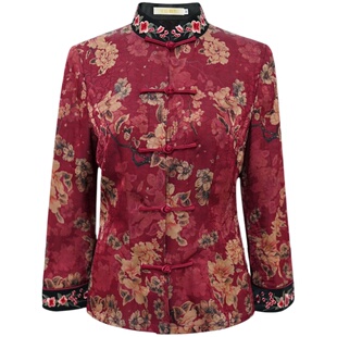 华族经典旗袍上衣秋冬新款日常高贵显瘦绣花对襟夹棉加厚女士唐装