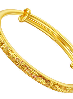 金包银手镯女推拉圆面镯子送妈妈