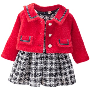 女童秋冬装2026年新款童装裙子洋气时髦加厚外套儿童网红秋冬套装