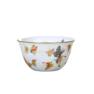 自慢堂主人杯主理人边正设计釉中彩青花手绘描金百蝶鸡缸杯茶杯