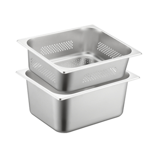 商用不锈钢1/2冲孔份数盆长方形带孔双层沥水盆过滤盘炸鸡漏油盆