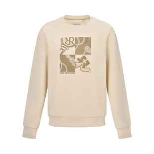 RARE威雅男装2025秋冬新款套头上衣主题图案刺绣工艺男士米色卫衣