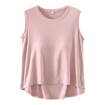 莫代尔睡衣上衣背心女带胸垫内衣女一体免文胸夏季薄款免穿文胸