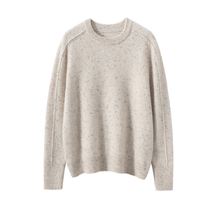 软糯亲肤100%纯山羊绒衫女圆领加厚针织衫宽松点子纱毛衣打底衫
