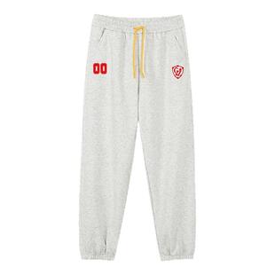 i.tGROUNDZERO秋冬浅灰色保暖加绒复古休闲直筒百搭卫裤腿长裤子