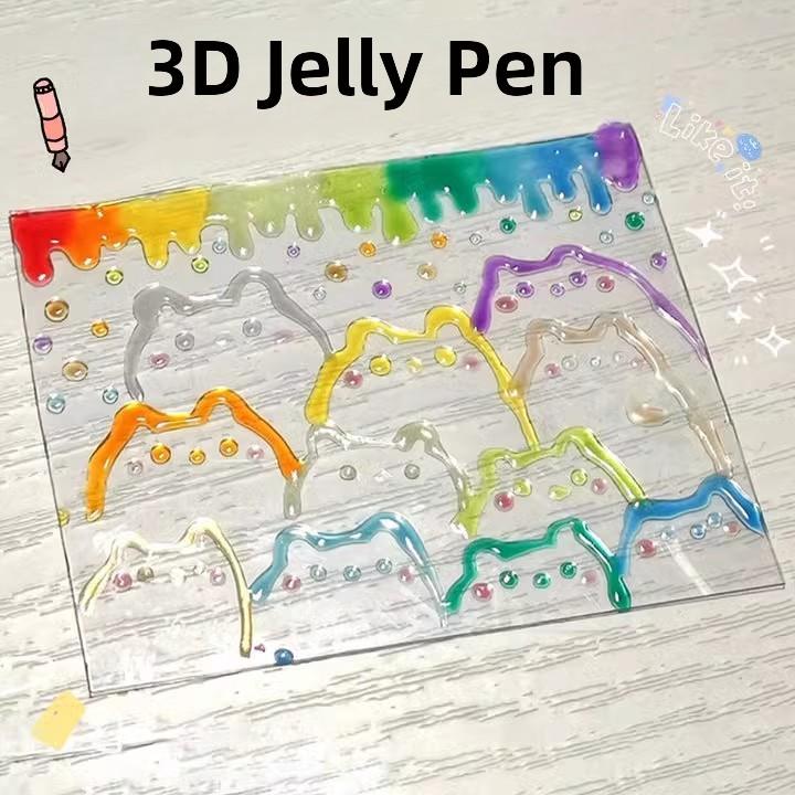 果冻笔3d立体画笔彩色手账笔荧光笔小学生专用划重点标注笔高颜值