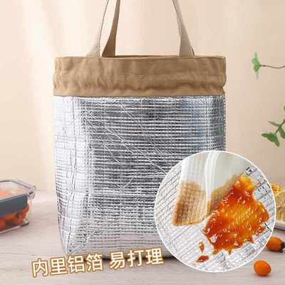 帆布饭盒袋子加厚手提包两用包便当保温日式简约带饭学生包上班族