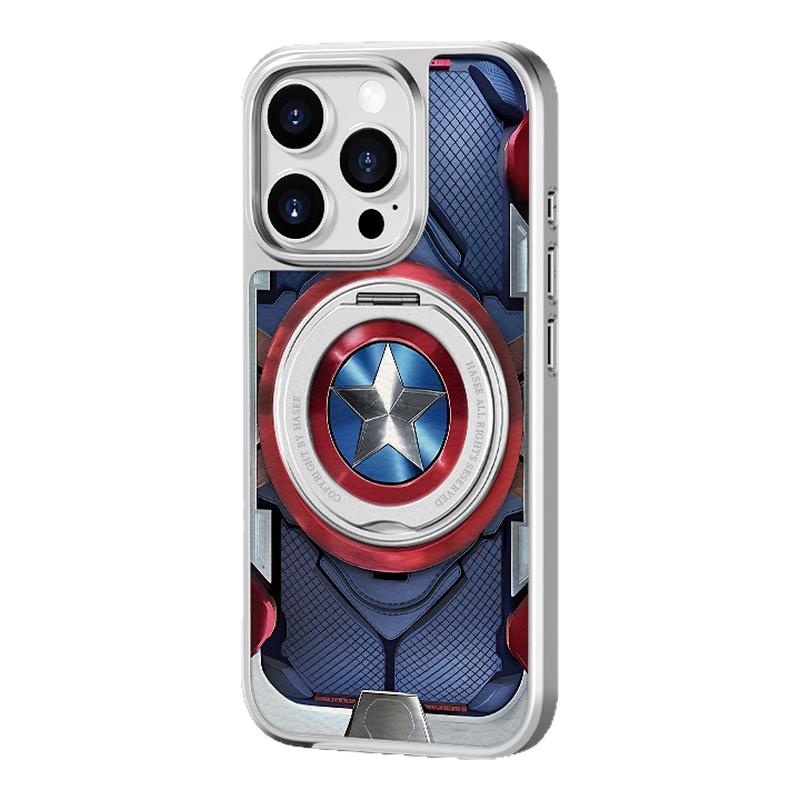 美队盾牌适用苹果16pro手机壳磁吸支架iPhone15promax漫威14潮13高级感12支点11pm华为mate60pro+p外壳pura70
