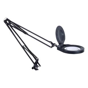 PDOK高清高倍夹台式支架放大镜带灯10/20倍珠宝鉴定电子维修电路板焊台雕刻微雕老人阅读办公室书桌照明LED灯