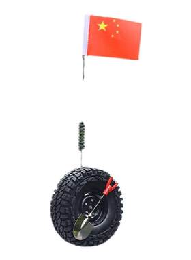 汽车装饰小备胎粘后备箱迷你小轮胎越野带天线工兵铲个性创意新款