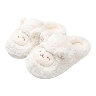 MINISO/名创优品包跟拖鞋保暖小羊咩咩居家室内毛绒可爱月子棉鞋