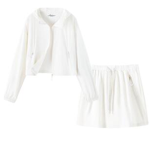 班尼路白色防晒套装女夏季新款upf50+短款防晒服半身短裙两件装N