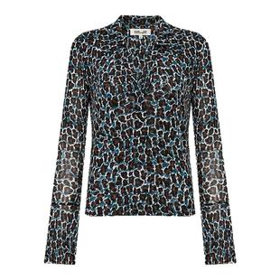 [弹力网纱]DVF2025秋季新款魅影豹猫弹力网纱POLO领上衣BL2T002