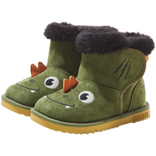 卡特兔儿童雪地靴女童冬季棉鞋透气男童卡通动物鞋防滑保暖加厚鞋