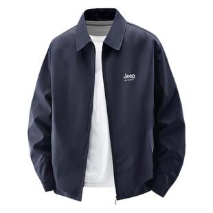 吉普中老年夹克男士春季新款宽松中年爸爸上衣春秋款商务休闲外套