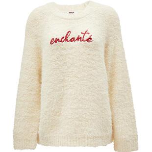 ONLY2026春季新款时尚含棉羊毛慵懒风绒感宽松圆领针织衫女