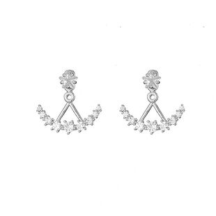 s925银闪钻弧线后挂月亮耳环女韩国爱的迫降孙艺珍耳钉尹世莉耳饰