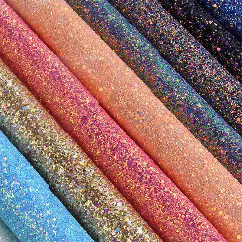 现货批发弹力金光膜闪光亮片可手工DIY闪粉布PU皮革墙布饰品面料