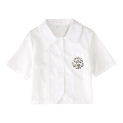 原创jk制服学院风刺绣白衬衫短袖