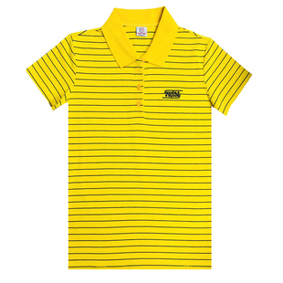 新奇鼠女夏装细横条纹短袖T恤女翻领纯棉显瘦体恤妈妈半袖衫带领T