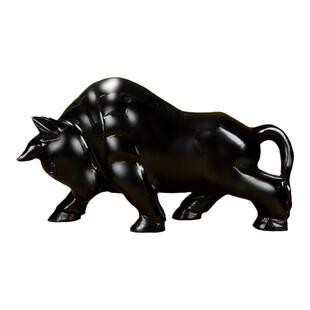 天然黑曜石华尔街牛十二生肖玉牛站立开业送礼办公室家居书房摆件