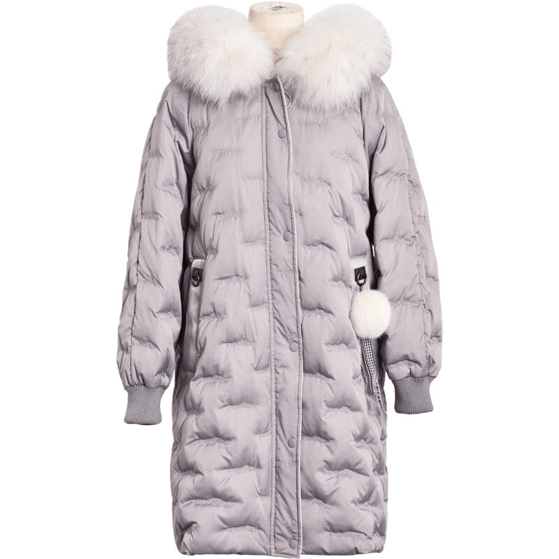 ZKLin刺绣毛领羽绒服