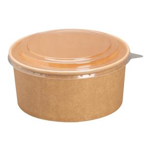 一次性牛皮纸碗圆形水果沙拉碗打包盒加厚餐盒带盖卤肉饭外卖纸碗