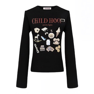 widelia时髦休闲印花T恤女2026春夏季ins风韩版宽松长袖百搭上衣