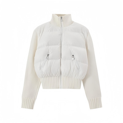 晶煊奶油泡芙拼接毛衣羽绒棉服女