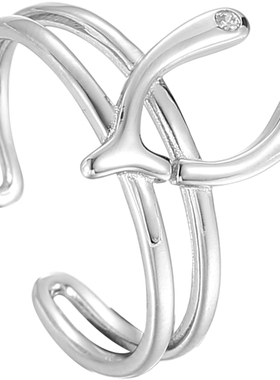 S925银鹿角戒指女个性百搭