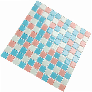 游泳池浴室卫生间水晶玻璃马赛克瓷砖背景墙贴蓝色红色厨房砖地板