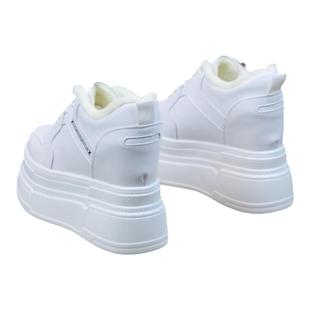 加绒12公分内增高女鞋冬季10厘米增高真皮百搭小白鞋配裙子8棉鞋