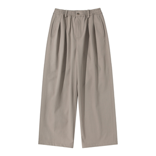 卡其色直筒型加绒休闲裤男款冬季宽松加厚长裤2025新款慵懒松弛感