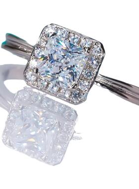 进口D色莫桑石方钻戒指