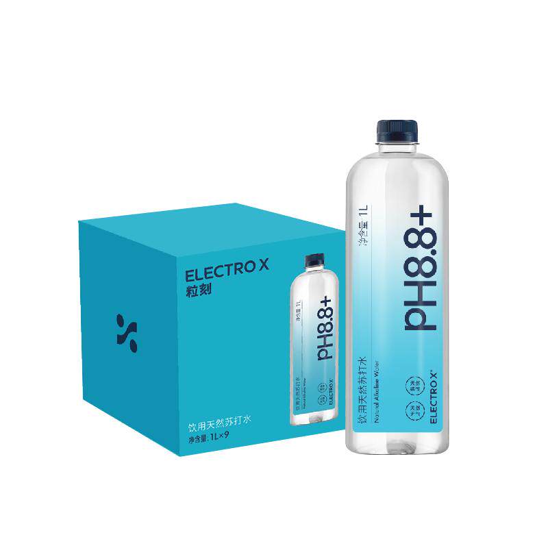 ELECTROX粒刻天然苏打水无糖无气 pH8.8碱性冷矿泉1L*9瓶整箱装