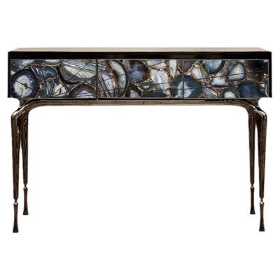 入户玄关台设计师天然玛瑙玄关桌