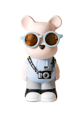 本艺陶瓷旅行熊创意装饰摆件