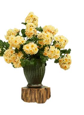 家居客厅仿真花餐桌假花摆件奶黄色菊花装饰美式田园复古艺术插花