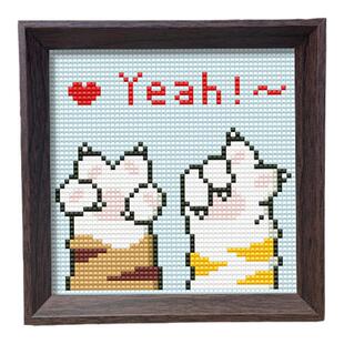 带框钻石画2024新款简单摆台可爱猫咪比心钻石绣手工钻石贴十字绣