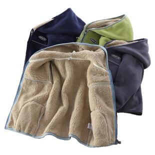 男童加绒摇粒绒外套厚2026秋冬季儿童连帽开衫中大童保暖棉衣7790