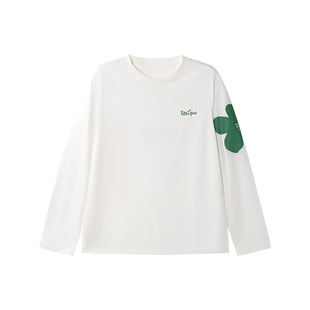 ELLE girl青少年T恤纯棉秋季新品打底长袖上衣女孩女童简约家居服